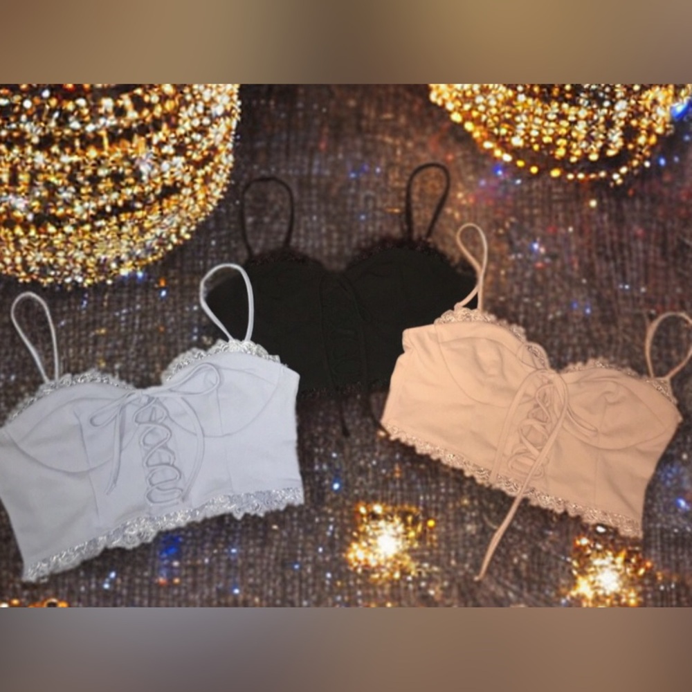 Lot of 3 sexy lace up corset tops witchy goth fairycore y2k size M nwot